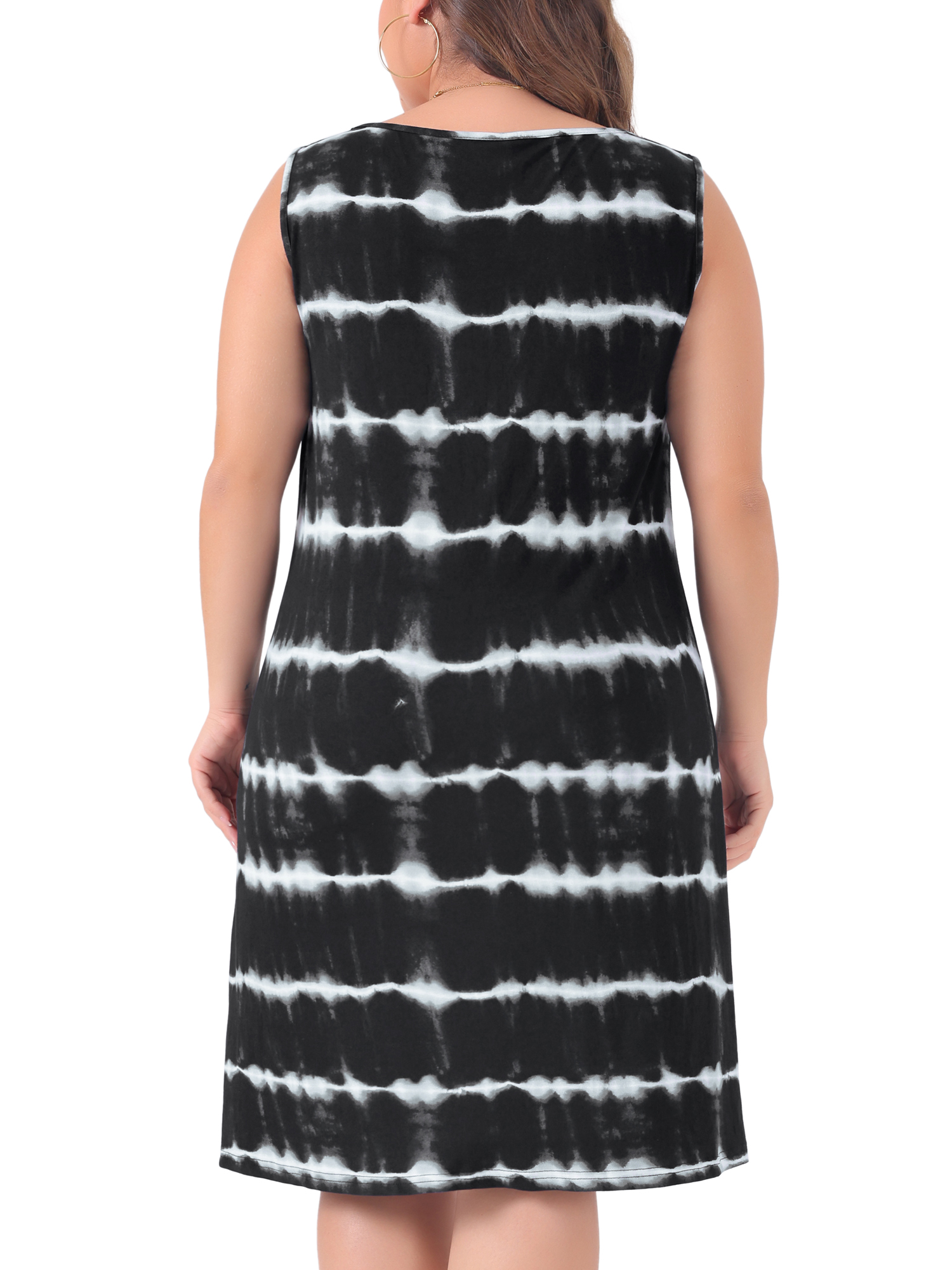 DARING DIVA Plus Size Tie Dye Sleeveless Sundress Casual Tank Dress 2X Black