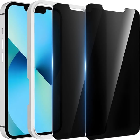 GJX 2 Pack Privacy Screen Protector for Iphone 13,Anti-Spy Tempered Glass Film,Touch Sensitive,No Air Bubbles,Case Friendly,With Easy Alignment Tool