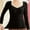 Black, variant on Ahabrexf Winter Solid Color V-Neck Warm Seamless Thermal Underwear with Long Sleeves