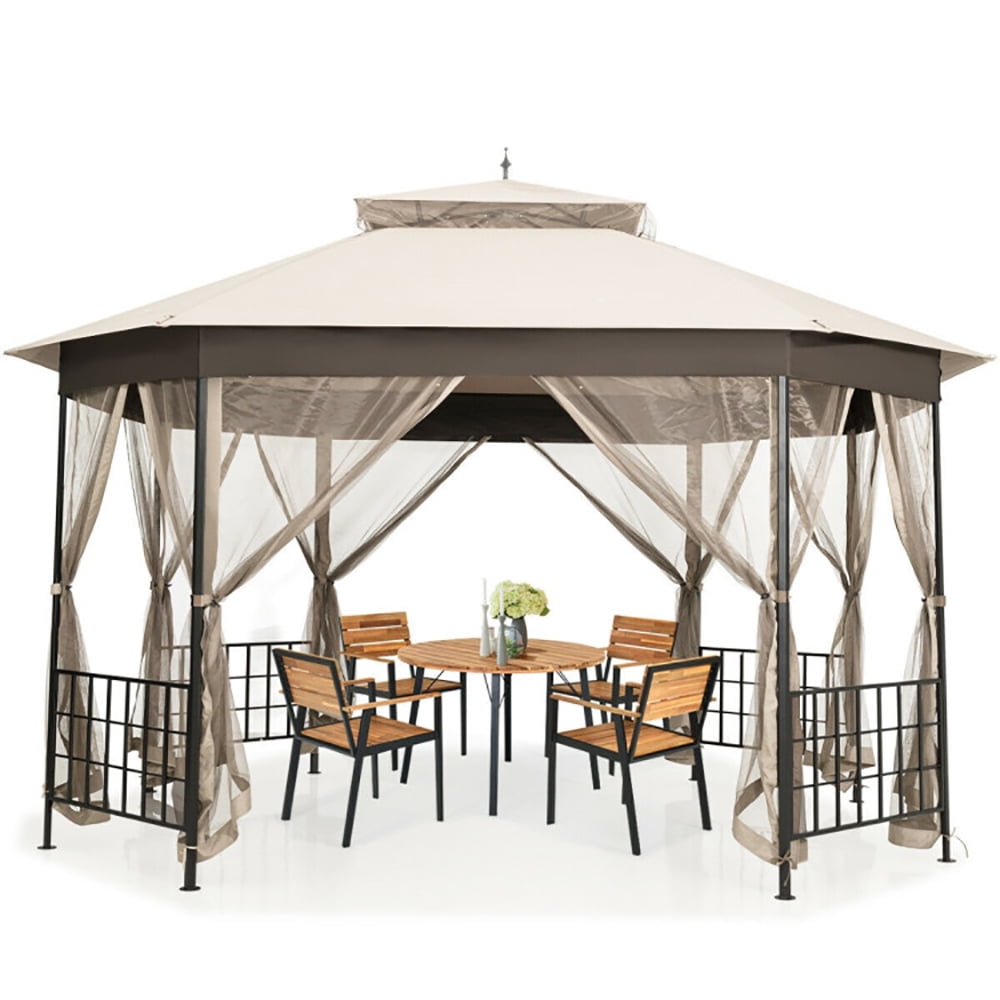 Aimee Lii 10' x 12' Octagonal Patio Gazebo, Backyard Canopy Gazebo, Beige Aimee Lii 10' x 12' Octagonal Patio Gazebo, Backyard Canopy Gazebo, Beige