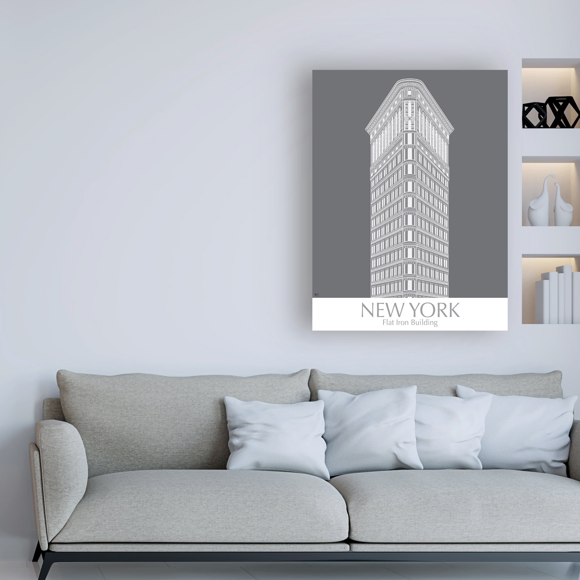 Trademark Fine Art 'New York Flat Iron Building Monochrome' Canvas Art by Fab Funky
