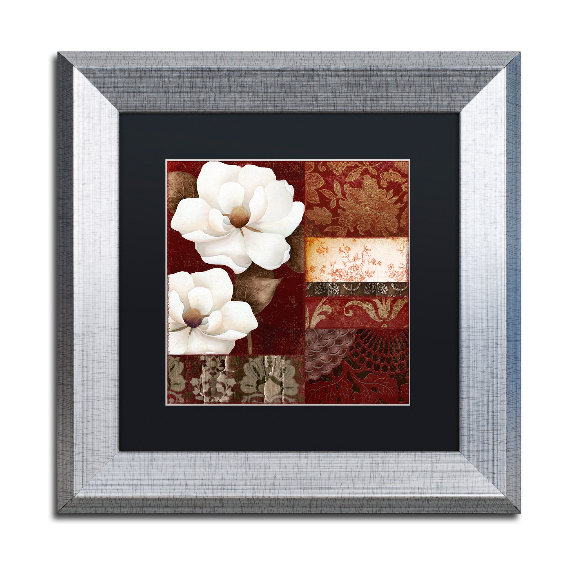 Trademark Fine Art "Flores Blancas III" Canvas Art by Color Bakery Black Matte, Silver Frame