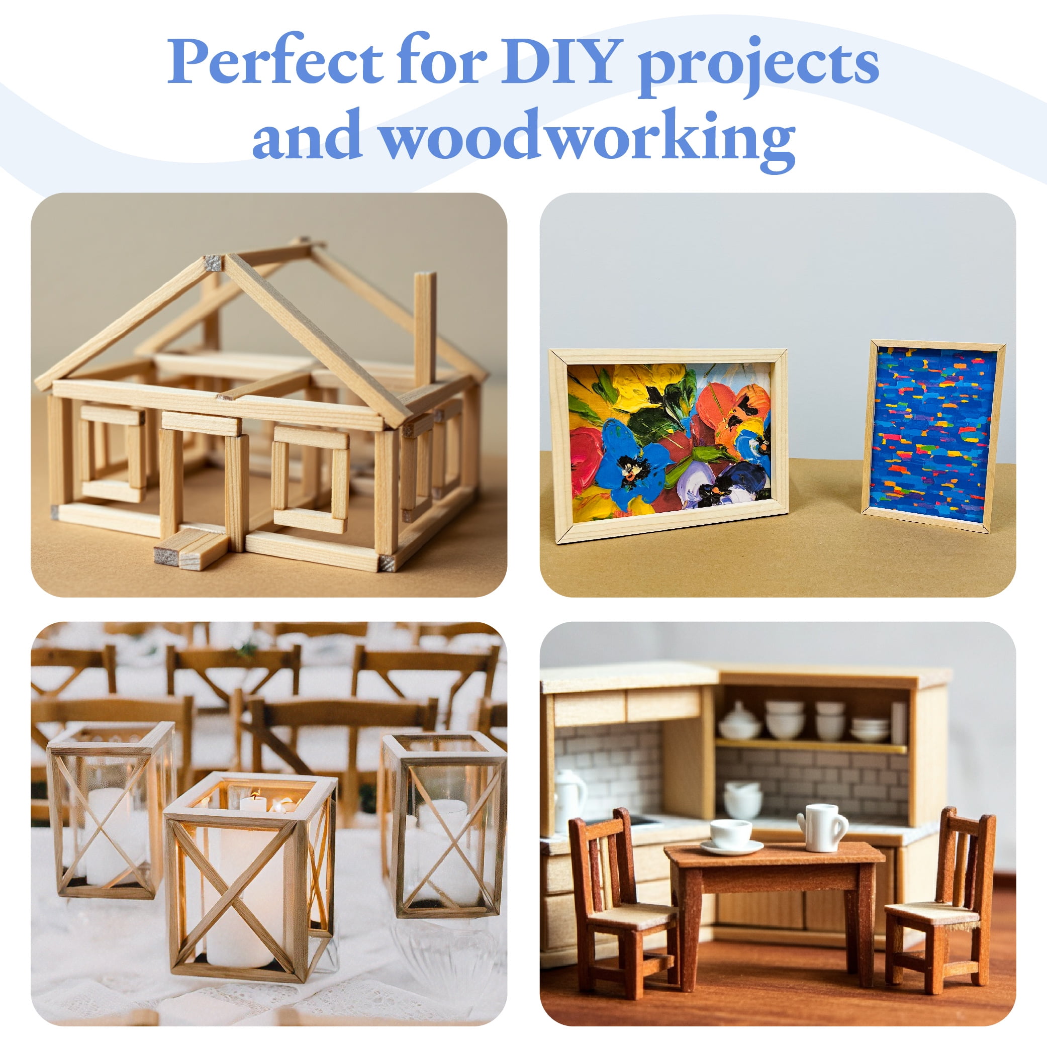 DIY Wooden Square Dowel Rod 1/4-inch x 24 Pack of 25 Hobby Wood Sticks for Crafts, Wood Trim & Architecture Model Making, by Woodpeckers