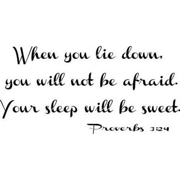 Proverbs 3:24, Bible Verse Vinyl Wall Decal by Scripture Wall Art, 11"x22" Black, Christian