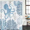 thumbnail image 3 of Navy Blue Octopus Coastal Waterproof Fabric Shower Curtain,Nautical Coral Starfish Waterproof Fabric Shower Curtain for Bathroom Curtains Bathtubs Hotel Shower Curtains with 12 Hooks Stall 48x72in, 3 of 8