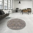 thumbnail image 3 of Ahgly Company Indoor Round Mid-Century Modern Sandstone Brown Oriental Area Rugs, 3' Round, 3 of 6