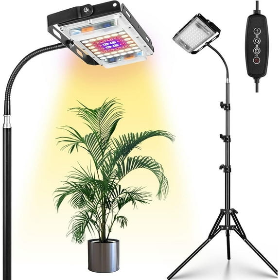 Grow Light with Stand, Full Spectrum LED Plant Light, Floor Grow Lamp with 63" Adjustable Tripod, 4H/8H/12H Timer, 6 Dimmable Brightness, Ideal for Tall Plants