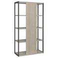 thumbnail image 4 of Nixen 72 Inch Bookcase, 4 Light Washed Gray Shelves, Dark Metal Frame - Saltoro Sherpi, 4 of 5