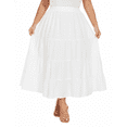 thumbnail image 3 of Beautybatik White Women Cotton BOHO Gypsy Long Maxi Tier Flare Skirt 3X, 3 of 5