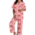 thumbnail image 3 of Christmas Pjs Women Holiday Cute Print Button down Sleepwear Loungewear Women Winter Pajamas Women Loungewear Set, 3 of 6