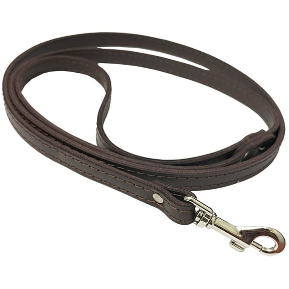 Genuine Leather Classic Dog Leash Brown 1/2 Wide 4 Ft Basset Hound, Collie, Shar-Pei