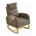 thumbnail image 3 of Rocking Chair for Nursery, Modern Accent Rocker Armchair with Solid Wood Legs, 27.6"W Upholstered High Back Lounge Chair with Two Side Pocket for Living Room Baby Room Bedroom, Coffee, 3 of 7