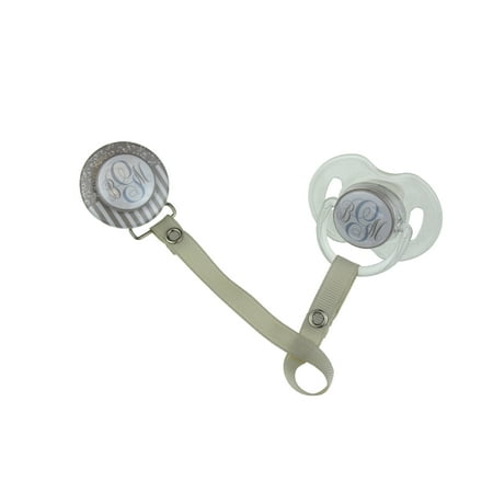 Personalized Monogram Damask & Stripes 3D Pacifier Clip