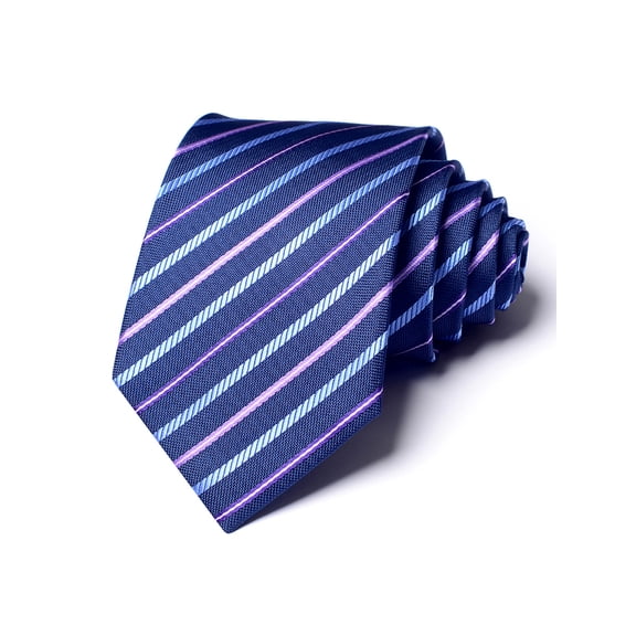 Yongchuantie Men's Fashion Blue Purple Stripe Pattern Tie Hand Knot 8CM Wide Tie Gift Box