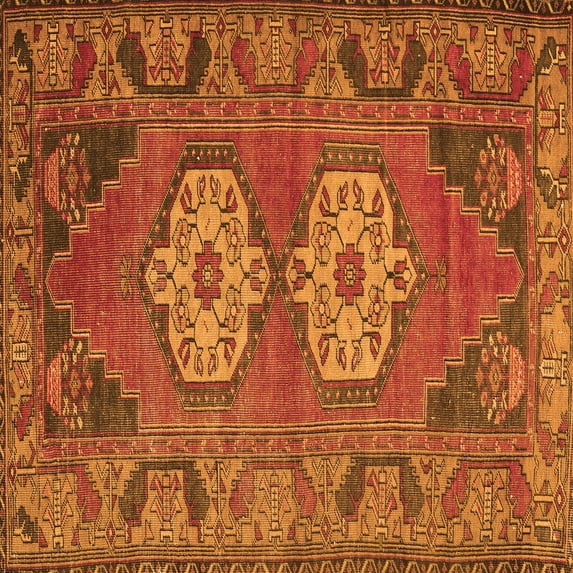 Ahgly Company Indoor Square Persian Orange Traditional Area Rugs, 6' Square