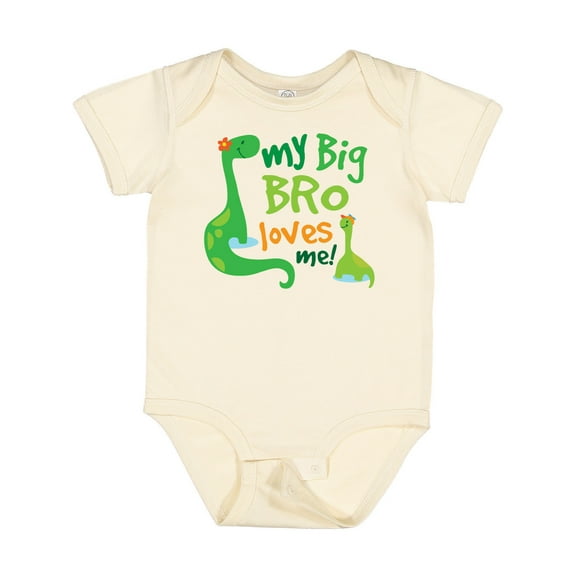Inktastic My Big Bro Loves Me Dinosaur Brother Boys Baby Bodysuit