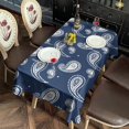 thumbnail image 3 of Blue Pioneer Flower and Paisley Pattern Rectangle Tablecloth 60"x102",Waterproof Polyester Rectangle Table Cloth, Wipeable Spillproof Polyester Tablecloth for Dining, Camping, Indoor and Outdoor, 3 of 6