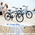 thumbnail image 3 of Beach Bike, 26"Inches Cruiser Bike with 7 Speed for Women and Men, Bicycle with Double Brakes and Durable Steel Frames, Blue, 3 of 6