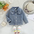 thumbnail image 4 of Mercatoo Toddler Baby Girl Fall Denim Jacket Letter Embroidery Long Sleeve Cardigan Button Jean Coat Girls Jacket, 4 of 9