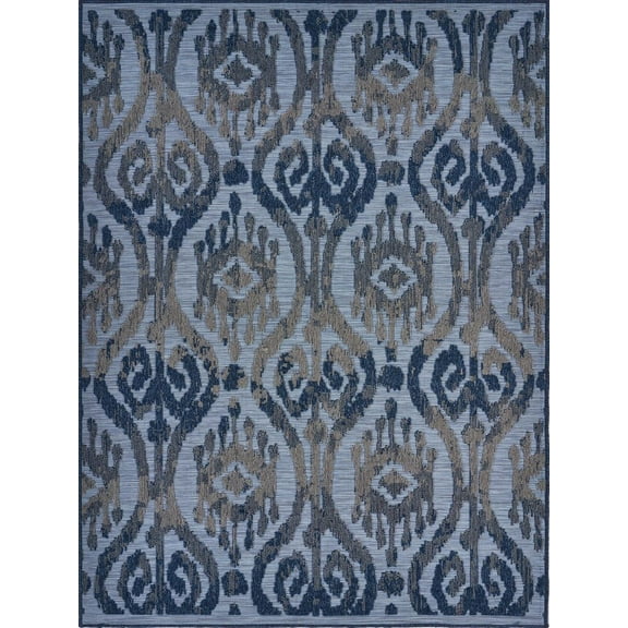 5â€™ x 7â€™ Blue Ogee Pattern Indoor Outdoor Area Rug