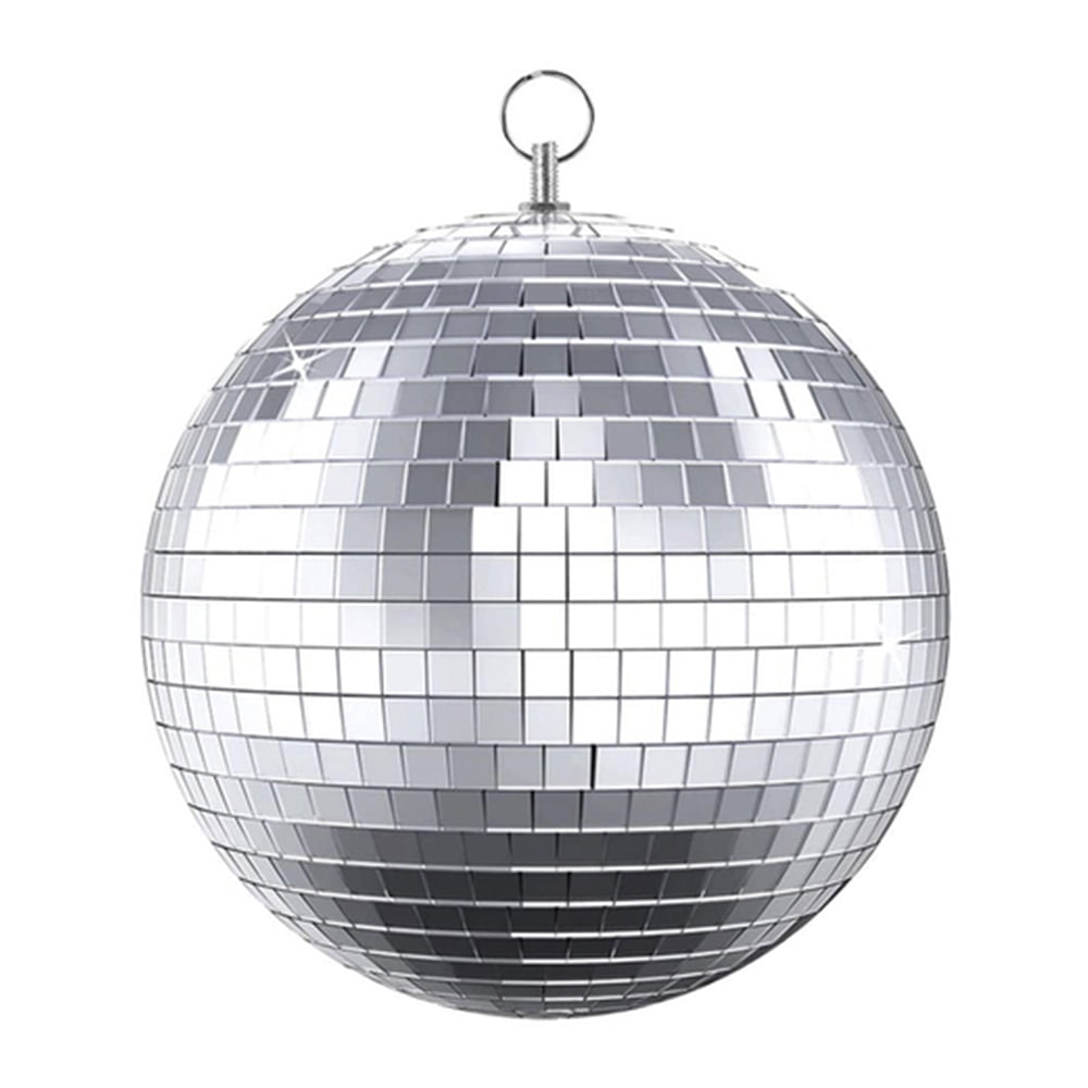 2 Pack 12 Inches Disco Light Mirror Ball Stylish Mirror Ball Mirror Disco Ball Silver Hanging Reflective Lighting Mirror Balls Revolving Strobe Light Ball for Club Stage Event Festivals Party Decor 