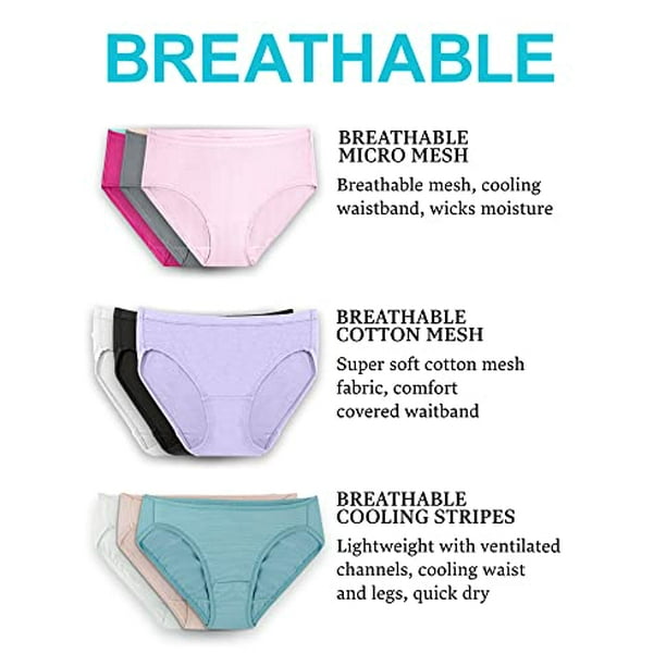 Fruit of the Loom Women's Underwear Breathable Panties (Regular & Plus,  Plus Size Brief-Micro Mesh-10 Pack, 12 