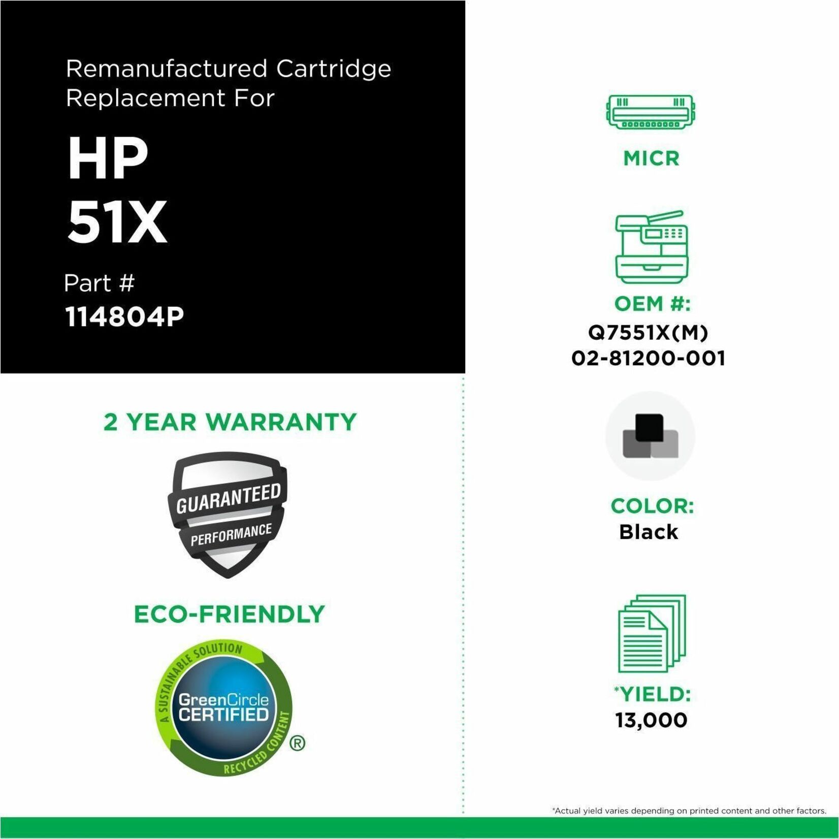 Remanufactured MICR Toner Cartridge Alternative for HP, Troy Black