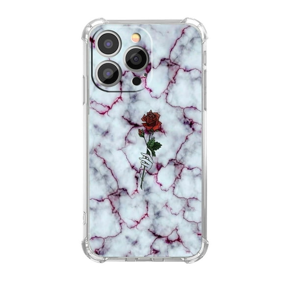 Marble Flower Case for iPhone 14 Pro,Aesthetic Art Design Pattern Soft Full TPU Bumper Cover