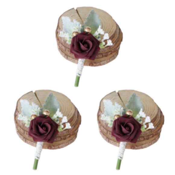 Minnieouse Ramillete no tóxico apto para mascotas, flores hipoalergénicas para gatos y perros, para el ojal del novio, vino tinto Type1 NO1