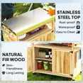 thumbnail image 3 of Outsunny Outdoor Grill Cart w/ Wheels and Storage Cabinets, Solid Wood Outdoor Kitchen Island w/ Stainless Steel Top, Integrated Hole, Natural Wood, 3 of 9