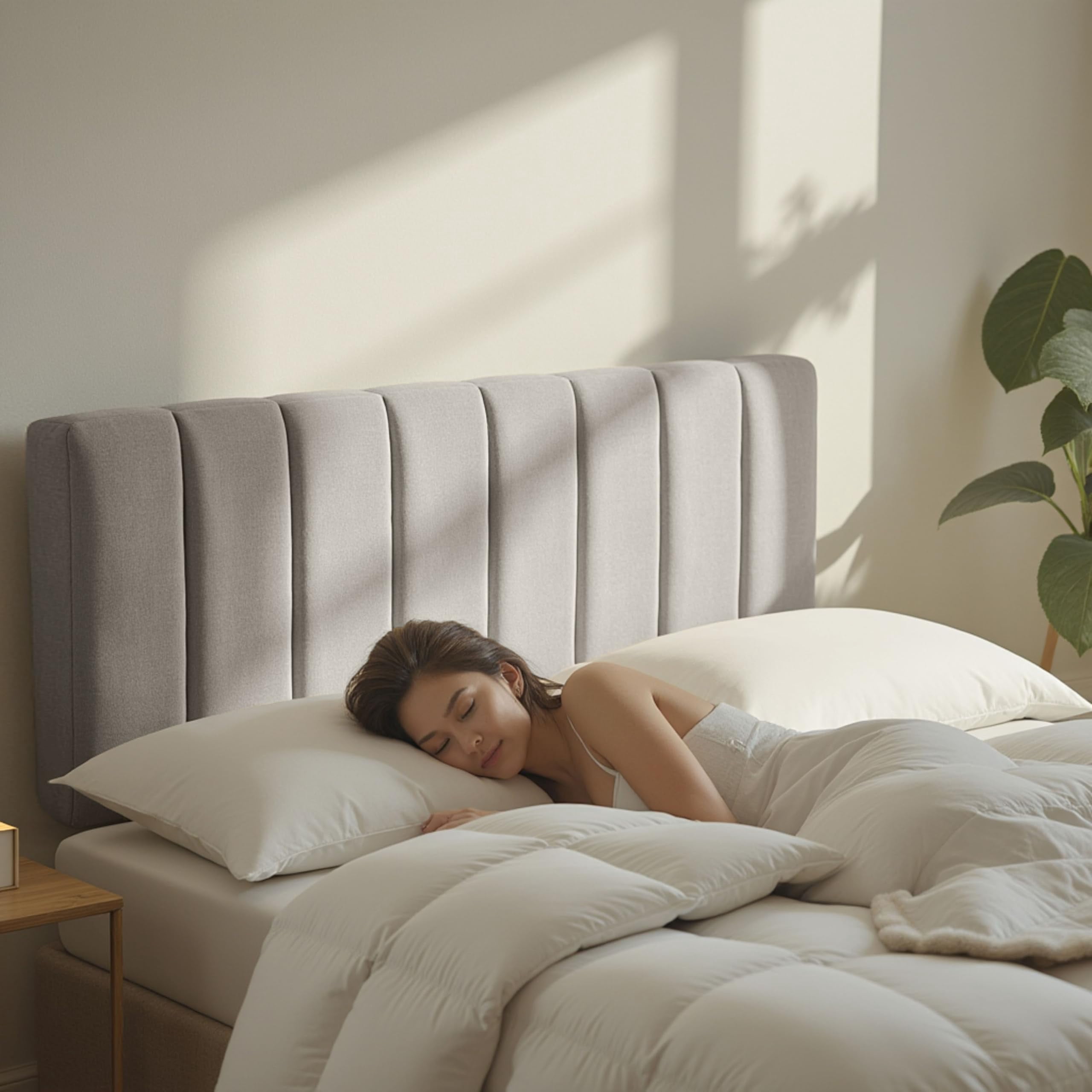Upholstered Headboard - Easy Assemble Stitched Size Wall Mounted Headboards With 3d Soundproof Panels Peel Stick Floating