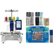 Brother Persona PRS100 Single Needle Embroidery Machine, 6-Piece Thread Set, 20 Bobbins, 100-Piece 75/11 Embroidery Needles, Stabilizer Roll