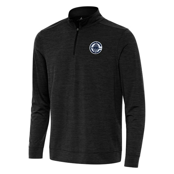 Men's Antigua Heather Black LA Clippers Bright Quarter-Zip Top