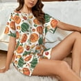 thumbnail image 4 of Pofeuu Autumn Pumpkins Print Women's Pajama Set Short/Shorts Soft Button PJs Elastic Drawstring Waist Sleepwear-4X-Large, 4 of 6