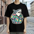 thumbnail image 3 of Black T Shirts for Men, Shark, Hawaiian Shirt, Cartoon Graphic Mens Graphic Tees, 24827596,S, 3 of 8