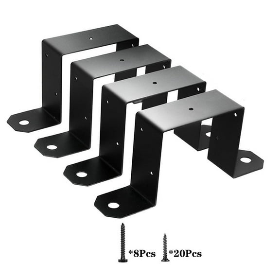 4PCS 4x4 Strap Post Ties Black Deck Fence Post U Bracket Fence Post Brackets