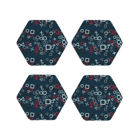 

Tideii Navy Blue Geometric for Leather Coasters 4 Pieces Anti-fouling and Anti-scalding Decorative Coasters Suitable for Restaurants Kitchens Coffee Shops-Hexagon