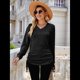 thumbnail image 5 of Camisetas para Mujer, Larga, Cuello en V, Básicas, Informales, Holgadas, Suaves, para Otoño. Negro L, 5 of 10