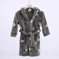 thumbnail image 2 of ZACPNCV Girls Fleece Robe Boys Hooded Bathrobe Soft Flannel Robe For Kids Dark Gray 3-12 Years, 2 of 5