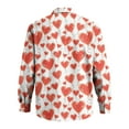 thumbnail image 4 of Fgvctg Long Sleeve Shirts for Men V Neck Button Down Shirt Soft Date Day Love Heart Print Collared Blouses Oversized Business Casual Outfits Red 4XL, 4 of 5
