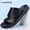 black, variant on Men's Stitched Toe Loop Platform Leather Slide Sandals Decorative Stitch Non Slip Cushioned Casual Outdoor Walking Slides