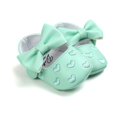 thumbnail image 3 of New Newborn Baby Girls Love Big Bow Embroidery Soft Bottom Non-slip First Walke Prewalker Boots Bottom PU Leather Shoes Green S, 3 of 9