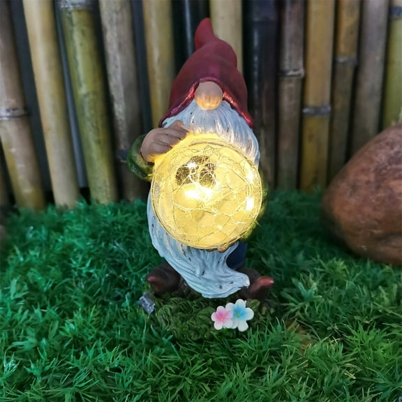 Hiroekza Christmas Lights Indoor, Solar Resin Garden Ornaments outdoor Gnome Dwarf Garden Courtyard Decorative Lights