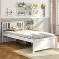 thumbnail image 2 of Kadyn Bed Frame, Platform Bed Frame,Wooden Platform Bed with Headboard and Wood Slat Support White-Twin Size, 2 of 11
