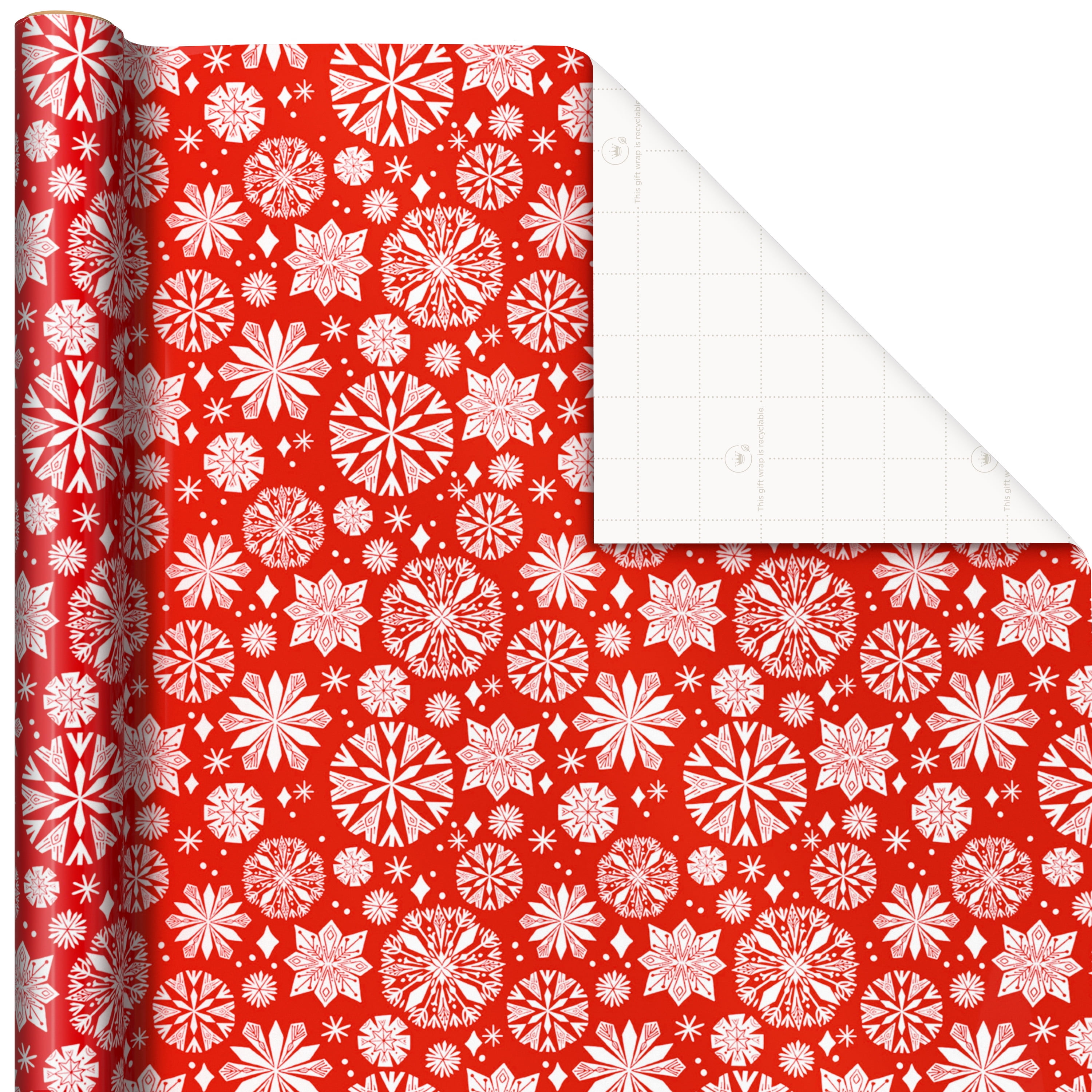 Hallmark Christmas Gift Wrap Accessories Kit (decorative Trim and Gift Tags with String) Natural Snowflakes, Reindeer, Red and White