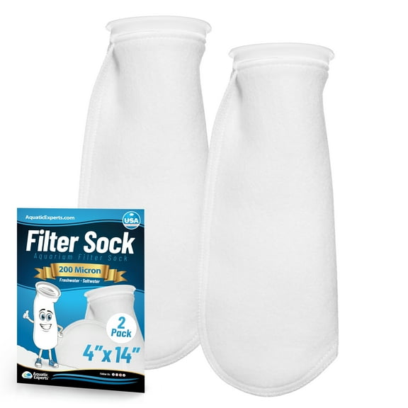 Aquatic Experts Felt Filter Socks 4 inch Ring 200 Micron - Long, 2-Pack, 4'' x 14''