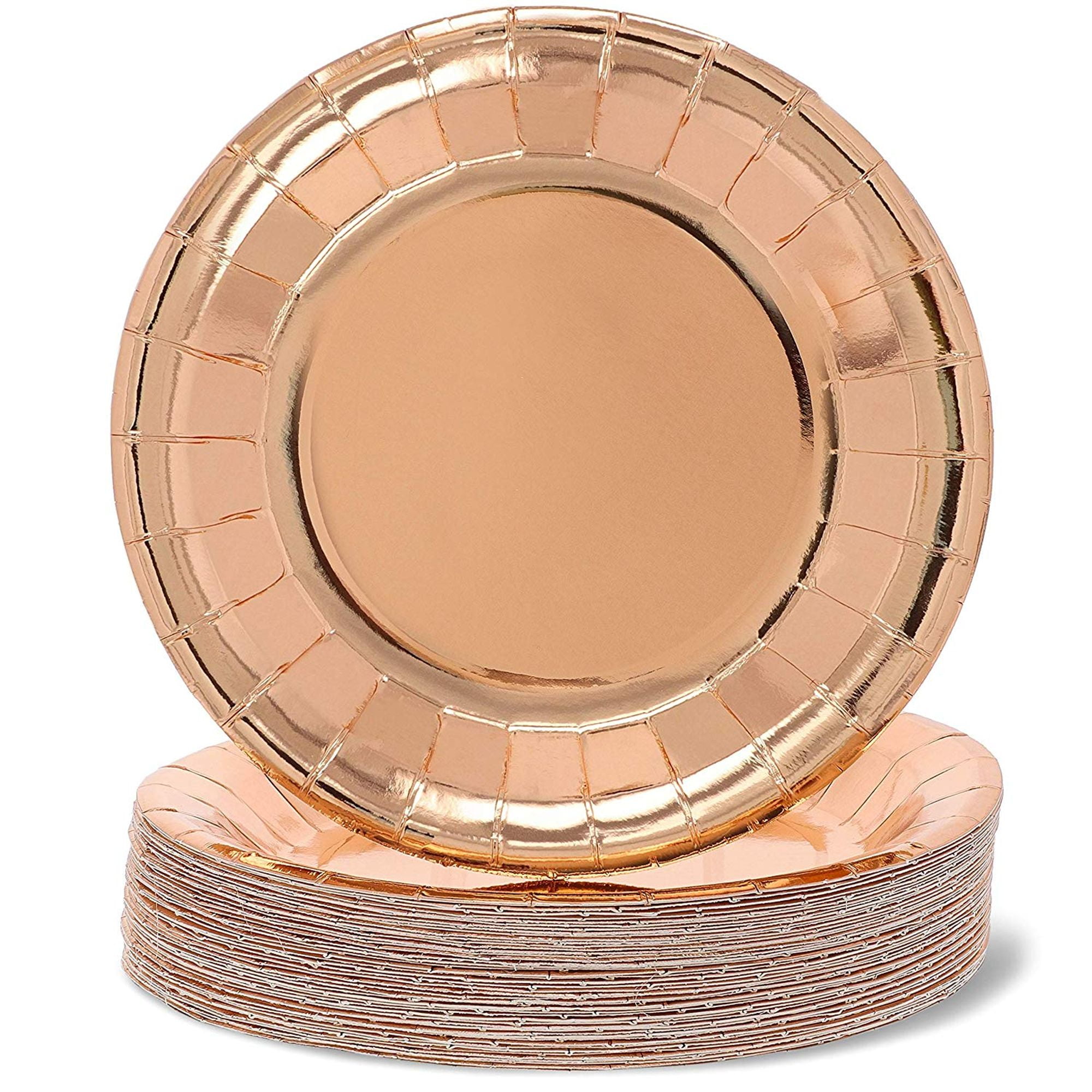 48Count Shiny Bronze Foil Party Paper Plates 9", Favors Decorations