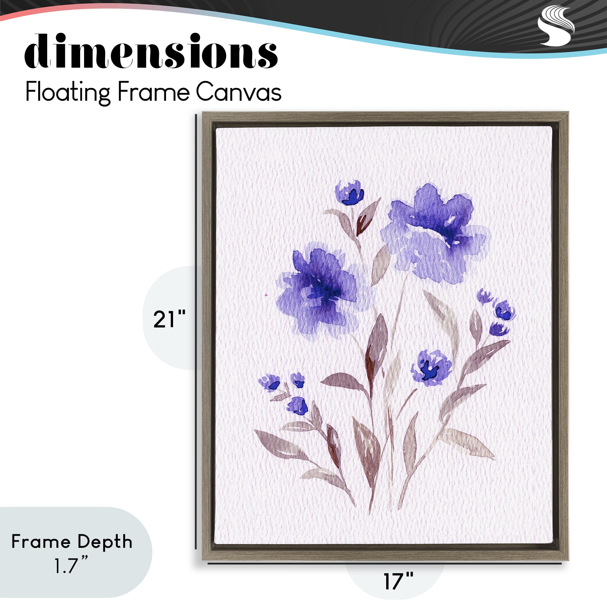 Stupell Industries Blooming Purple Flowers Brown Framed Floater Canvas Wall Art, design by Leah Noel Art