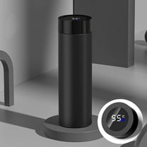 ABOUTYES 316 Stainless Steel Smart Temperature Display Insulated Cup with Tea Separation, Stylish Design Gift Thermos for Women & Men, Black