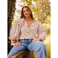 thumbnail image 7 of ELOQUII Elements Puff Sleeve Blouse, Women's Plus Sizes 14-24, 7 of 7